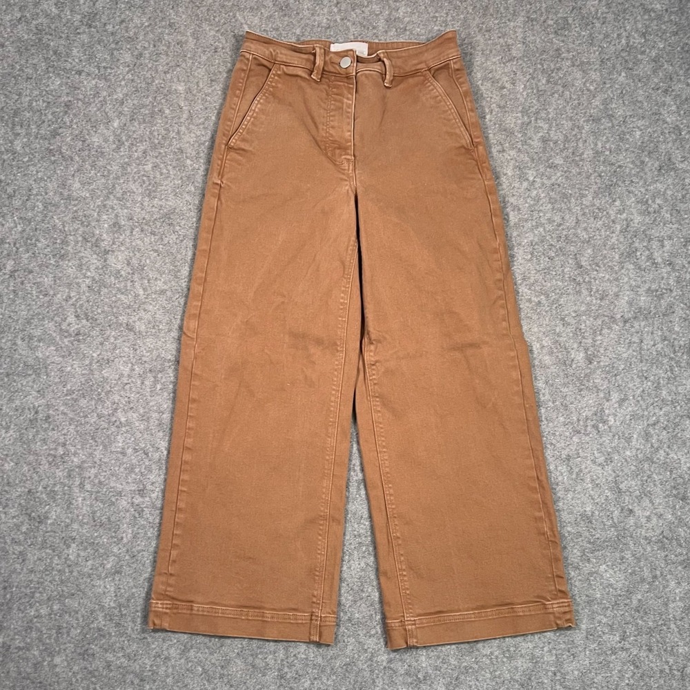 Everlane Acorn Brown Denim Mariner Wide Leg Cropped Pants Women's Size 4